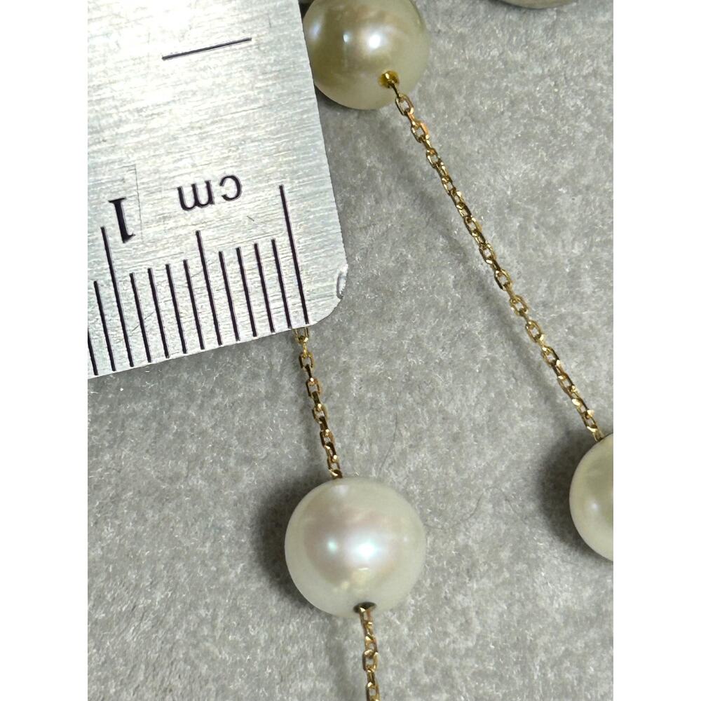 Shane Jewelry 14k solid yellow gold white pearl station chain necklace 18” 8.54g - Picture 8 of 13